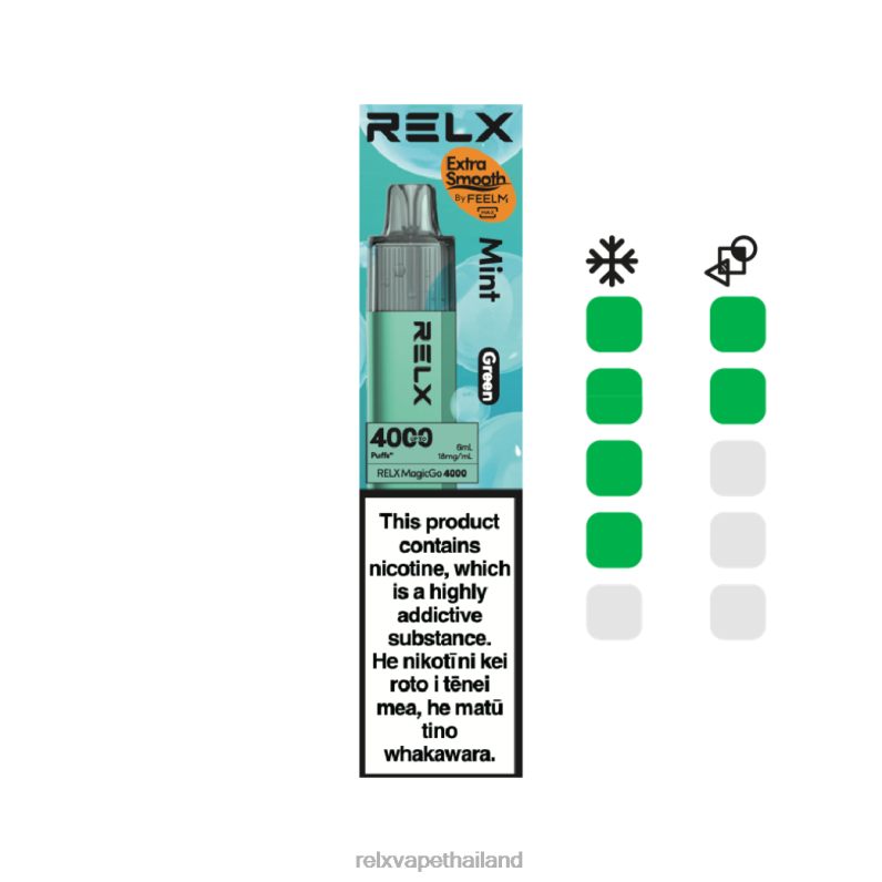 RELX Vape Bangkok | มิ้นท์ (สีเขียว) RELX MagicGo บุหรี่ไฟฟ้าแบบใช้แล้วทิ้ง 4000 ชิ้น 6V0484